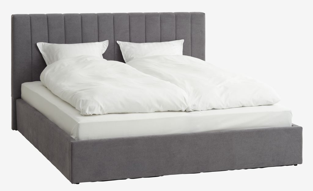 Ram kreveta HASLEV 180x200 cm tamno siva