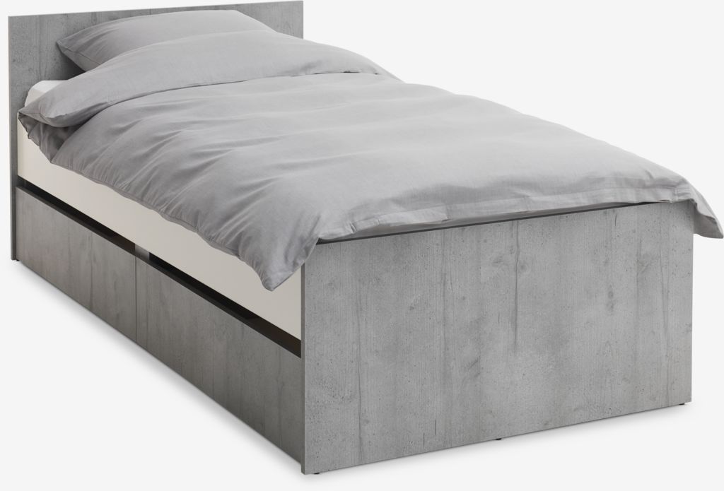 Ram kreveta BILLUND 90x200 cm bijela/beton