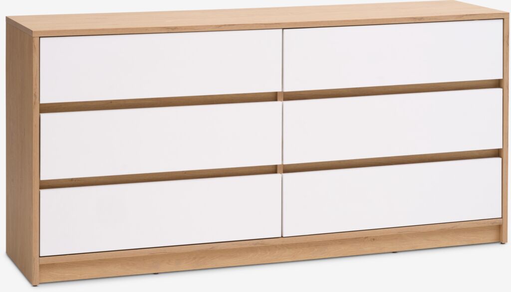 Komoda BILLUND 3+3 fioke bijela/hrast