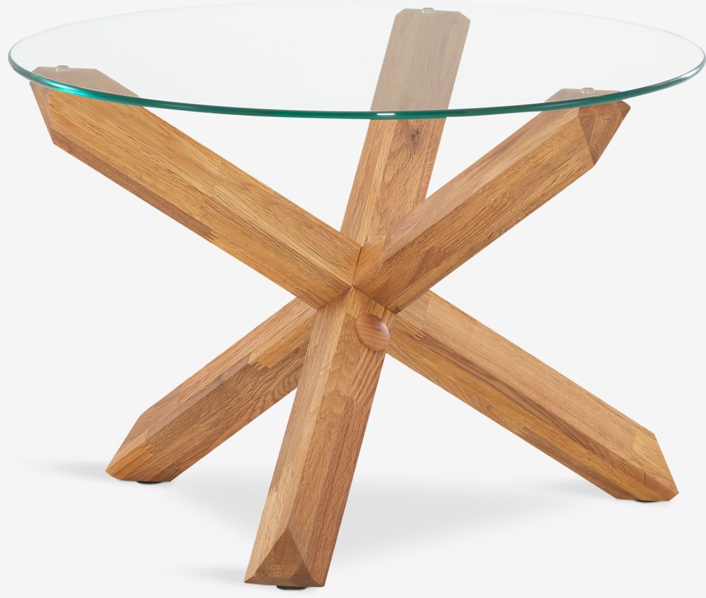 Stočić AGERBY Ø60 cm staklo/hrast