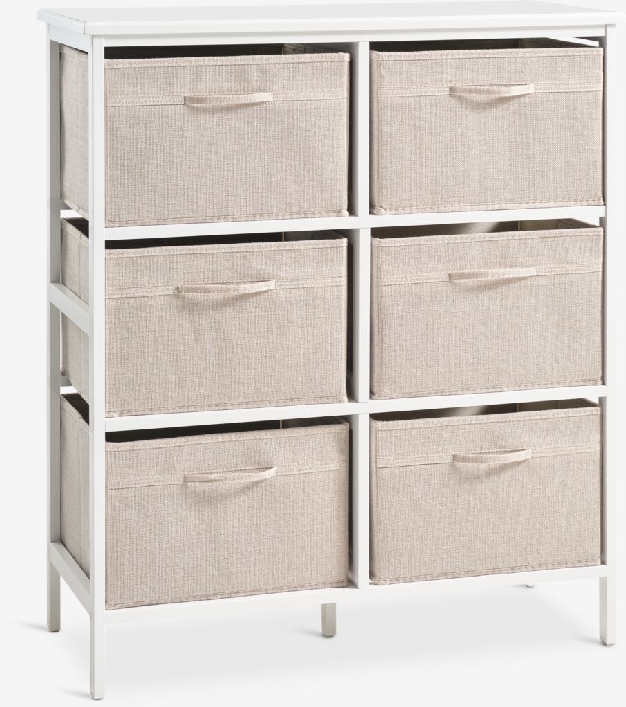 Komoda OREBY 3+3 kutije bijela/bež